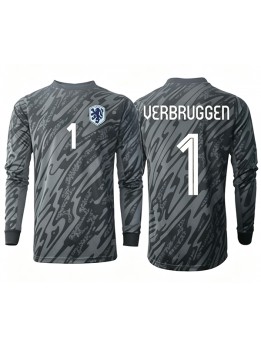Billige Nederland Bart Verbruggen #1 Keeper Hjemmedrakt VM 2026 Langermet